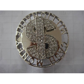 Wholesale Silver plated stylish dollar metal buckle round with Diamond Sticking 9ajn23