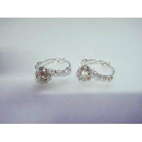 Round Shape Crystal Diamond Silver Earring 99jl04