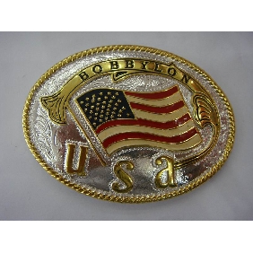 Wholesale Flag design gold sliver plated fashion belt buckle for men 9ajn46