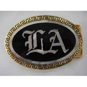 Wholesale Oval shape black varnish fashion LA designed buckle for men 9ajn62