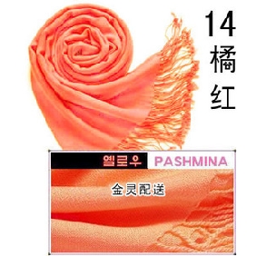 100% pashmina orange color women's fashion stoles wraps 9atn15