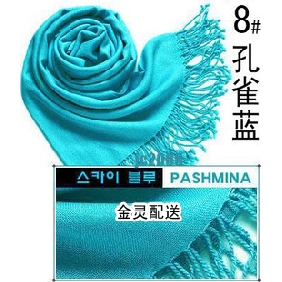 Wholesale 100% pashmina scarf Peacock blue shawl lady's fashion accessories 9atn11