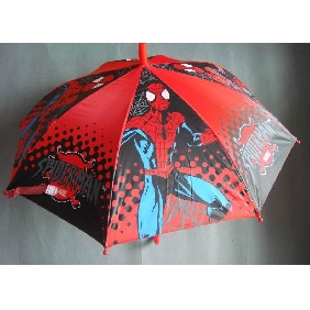 Wholesale Fashion promotion gifts kids straight handle umbrellas spiderman design red color