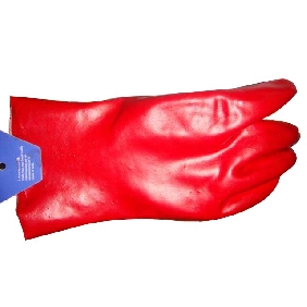Wholesale PVC fully dipped rough finish open cuff red working gloves
