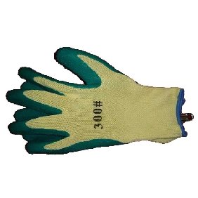 Wholesale String knit gloves with green latex dipped for safety working