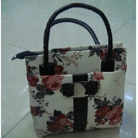 Wholesale Red rose design ladies fashionable handbags square shape