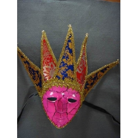Wholesale Elaborate Full Face Venetian Mask With Gold Trimming For Mardi Gras Or Masquerade Style Event