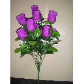 Wholesale 12pcs large size artificial purple rose bunch 97rn05