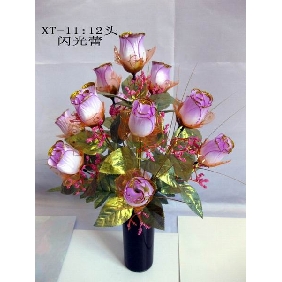 Wholesale 12pcs of artificial rose bud with gold flash garden decoration 9bsn10