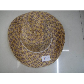 Wholesale Fashion Dyed Cowboy Hat New Yellow Lattice Raffia Hat