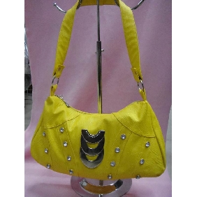 Designer handbags PU leather fashion yellow color handbag with metal accessories 9c4n15