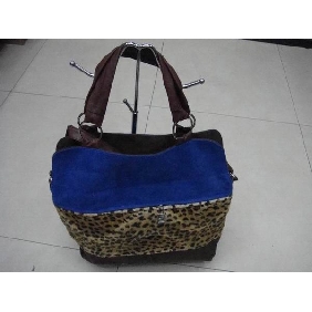 Wholesale Fashionable leopard blue PU leather cheap women's handbags 9c8n05
