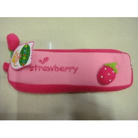 8 inches Pink Strawberry Wool Ladies Dress Up Pencils Cases