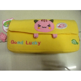 Wholesale Yellow Wool Cartoon Cat School Supplies Stationery Pencils Bags