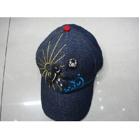 Wholesale Jean Children's Sports Caps And Hats With Dolphin And Football Rubgber Pattern
