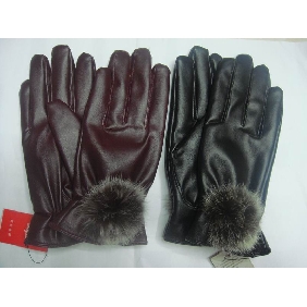 Wholesale Popular 2010 New Stylish PU leather Gloves And Mittens with fur