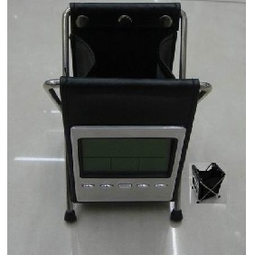 Wholesale Fashionable colorful calendar temperature tell function pencil holder with alarm clock 9cdn35