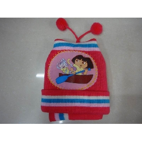 Wholesale 2010 winter stylish Dora children 100acrylic knitted red color hat 9cdn04