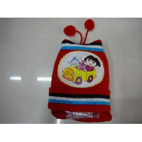 Wholesale Popular dora children 100acrylic dark red knitted hat 9cdn05