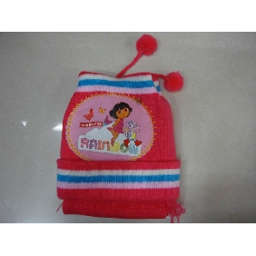 Wholesale Stylish dora children 100acrylic dark red knitted hat 9cdn06