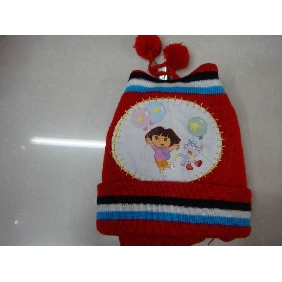 Wholesale 2010 winter stylish Dora children 100acrylic knitted red color hat 9cdn09