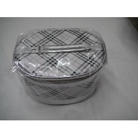 Wholesale silver and cheap comestic bag with handle has 4 little bags inside
