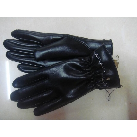 woman's black pu leather Gloves And Mittens with stretch opening 9cen28