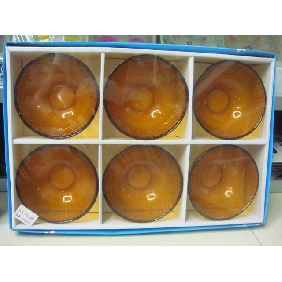 Wholesale Yellow round worth buying 6 pieces packed glass bowl set 9cfn27