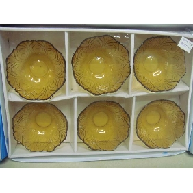 Nice glass bowl set with decorative pattern 6 pieces packed 9cfn30