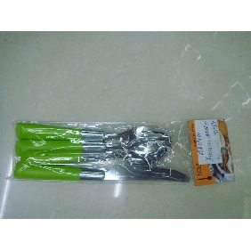 Wholesale Polished western style food steel knife fork spoon tableware set with grass green handle 9CFN64