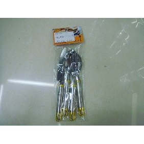 Wholesale Stainless steel 2 pcs spoons&1pc knife&1pc fork dinnerware set with golden ladles hook