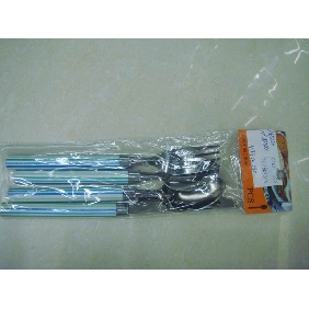 2 pcs spoons+1pc knife+1pc fork dinnerware set with colorful plastic handle 9cfn59