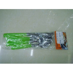 Durable 2 pcs spoons&1pc knife&1pc fork dinnerware set green plastic handles