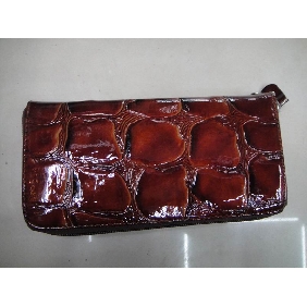 Stone grain noble design red PU leather long women's purple wallets