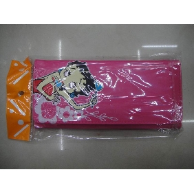 Wholesale Bifold girls' PU leather long pink wallets with photo bag card compartments