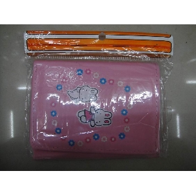 Wholesale Pink lovely rabbit painted short trifold PU leather useful girls' wallets