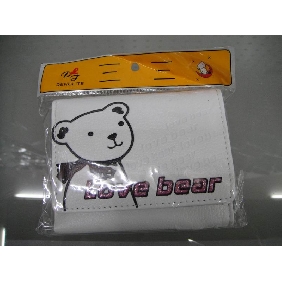 Wholesale White Love bear short PU leather trifold popular girls' wallet 9chn33