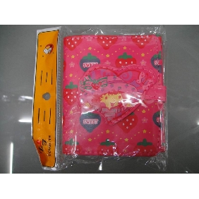 Wholesale Dora strawberry printed short size fashionable PU leather girls' wallets' with coin bag 9chn45