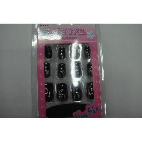 Wholesale competitve price and fashion black artificial nails with silver dots improve your taste