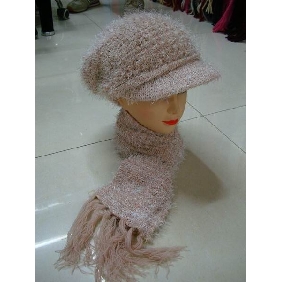 redish white froky kit winter hat and scarf