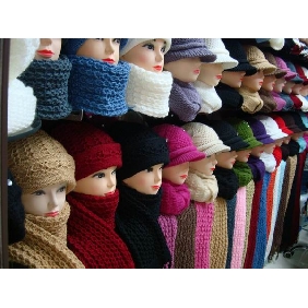 Wholesale shopping time! beatiful high quality knit cheap winter hat and scarf set