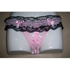 HOT black and red lace panty/bikini/unâ€‹derwear ribbon tie sides