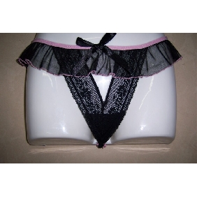 Stylish hot black lace panty/bikini/unâ€‹derwear ribbon tie sides