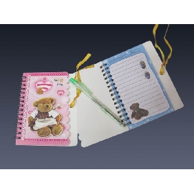 Wholesale 48 sheets lovely bear spiral Winding Memo Pad with ballpoint pen
