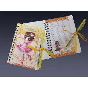 Wholesale 48 sheets cute girl spiral Winding Memo Pad with ballpoint pen