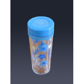 Wholesale 350ml plastic transparent outer Space cup, blue, high quality