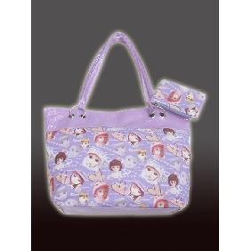 Wholesale Purple leather cloth Beach bags tote with lovely girl pattern