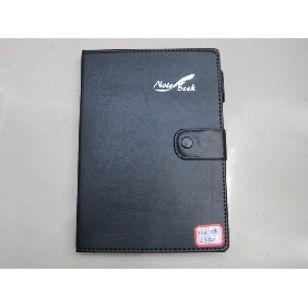 Wholesale Classic style black leather business notebook, a pen attached