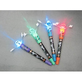 Wholesale Promotional cartoon flashl plastic children's blue stick ball  pen/ ballpoint