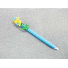 Wholesale Fancy promotional colorful flower polymer clay children's blue ball pen/ ballpoint